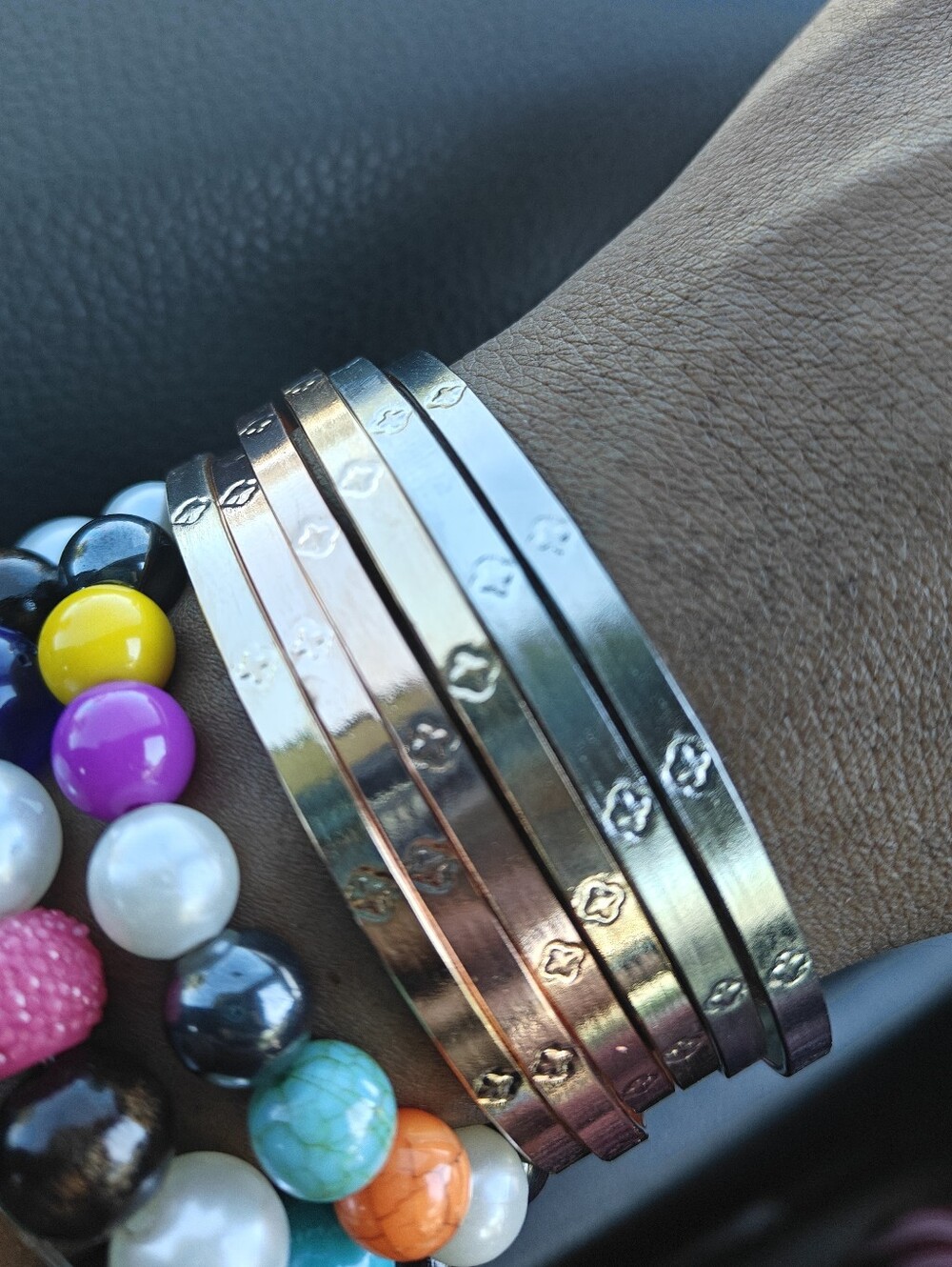 Four leaf Clover bangle bracelet